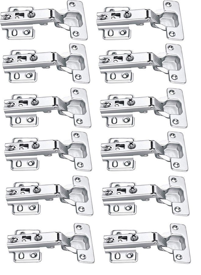 Met Craft Steel Auto Close (Non Soft Close) Slide On Concealed Hinges for Full Overlay Door Pack of 6 Pair (0 Degree Crank,Silver) - Image 1